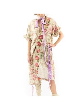 Magnolia Pearl Kimono Floral Crinkled Boho Duster